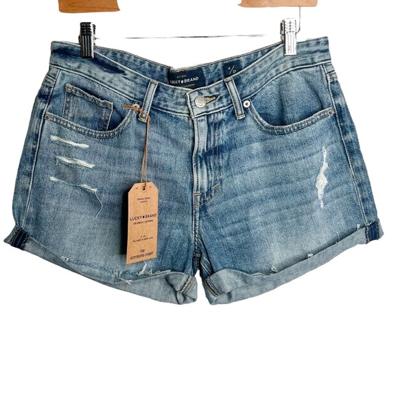 Lucky Brand Pants - Lucky Brand The Boyfriend Jean Shorts Distressed Medium Wash Size 4/27 NWT